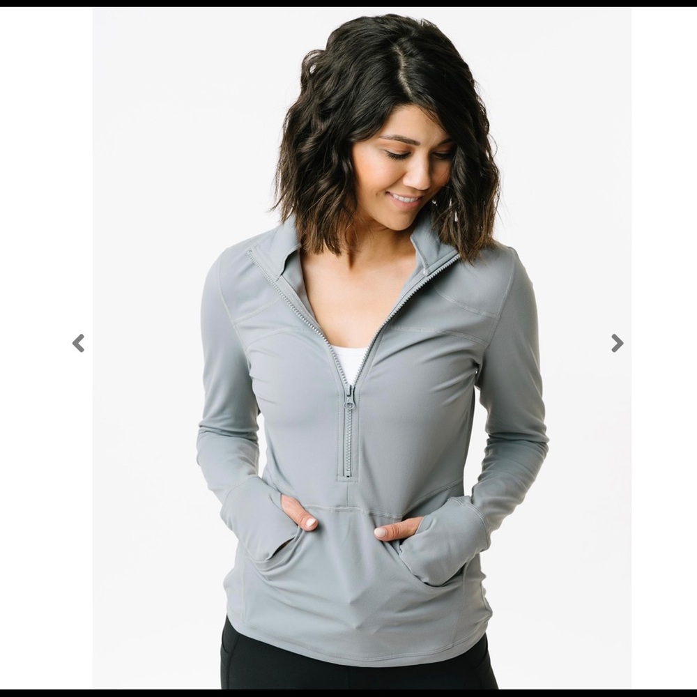 Gray Pocket 1/2 Zip Pullover